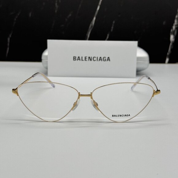 NEW BALENCIAGA BB0015O 003 CAT EYE GOLD WOMEN EYEGLASSES BALENCIAGA - Picture 3 of 10